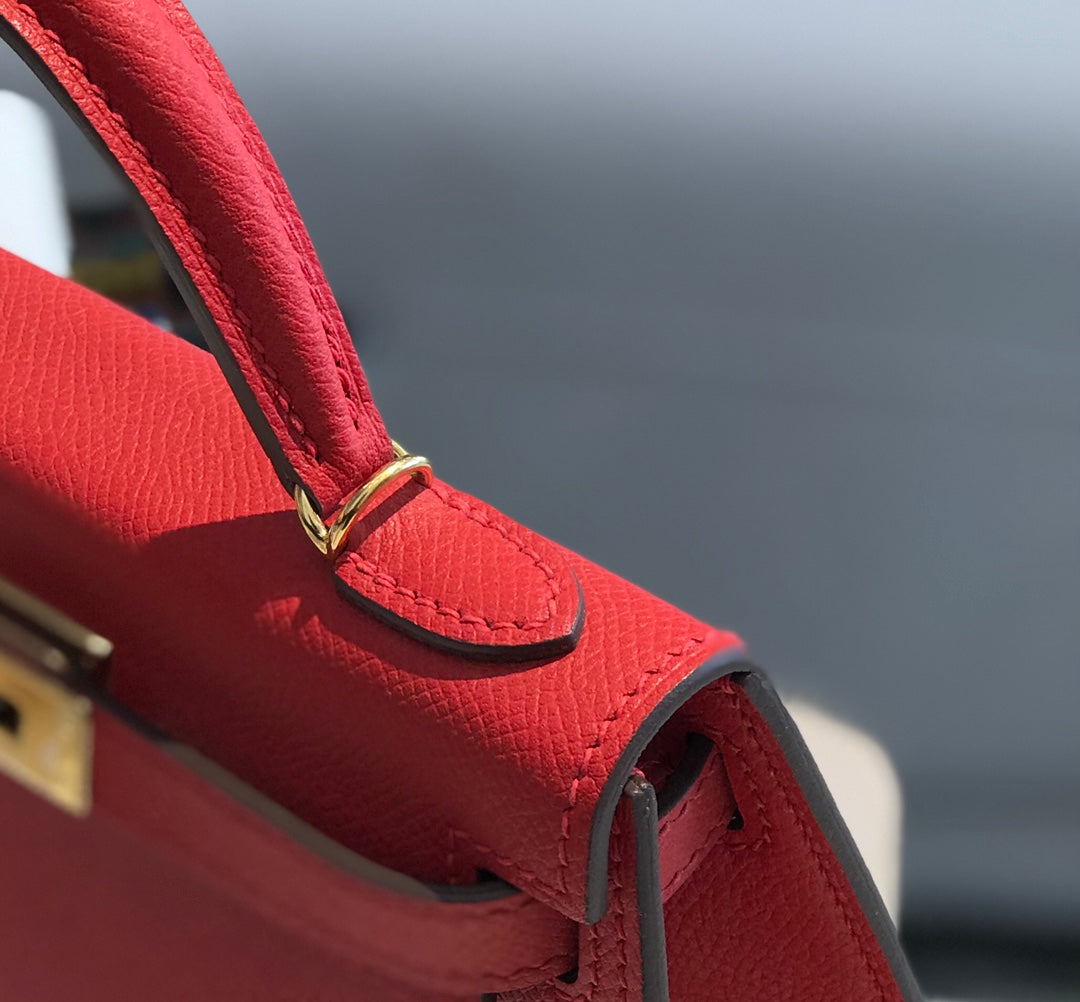 Hermes Kelly Mini II Bag 19 Gold Hardware with Epsom Red
