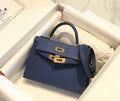 Hermes Kelly Mini II Bag 19 Gold Hardware with Epsom Navy Blue