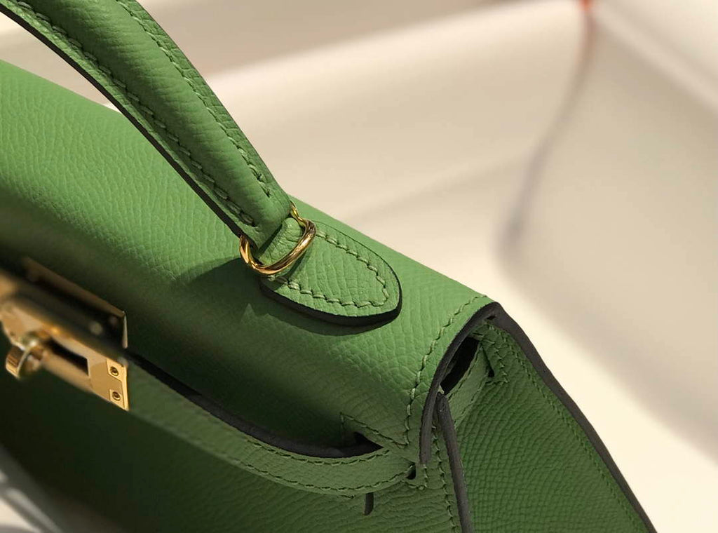 Hermes Kelly Mini II Bag 19 Gold Hardware with Epsom Light Green