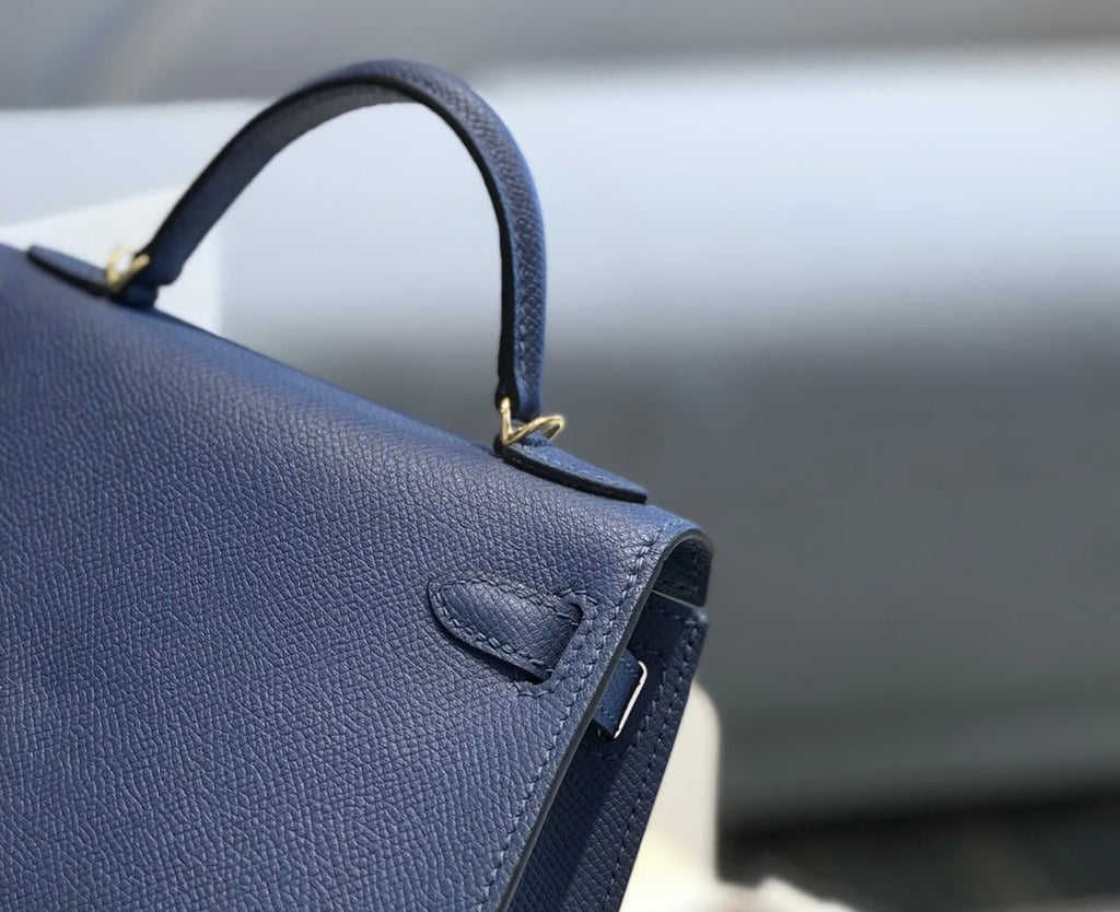 Hermes Kelly Mini II Bag 19 Gold Hardware with Epsom Navy Blue