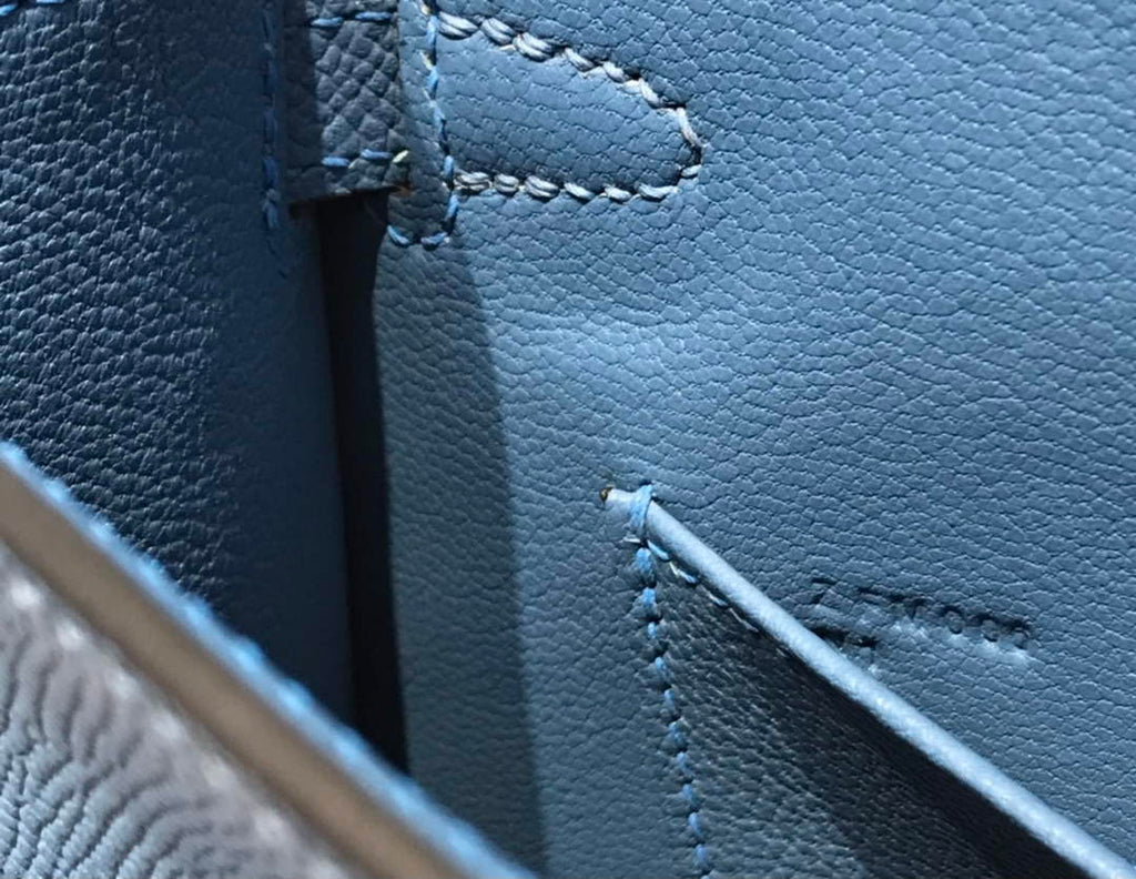 Hermes Kelly Mini II Bag 19 Gold Hardware with Epsom Blue Leather
