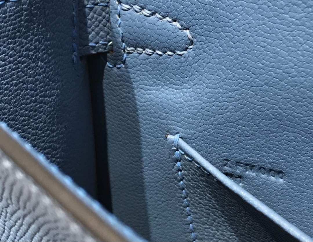 Hermes Kelly Mini II Bag 19 Gold Hardware with Epsom Blue Leather