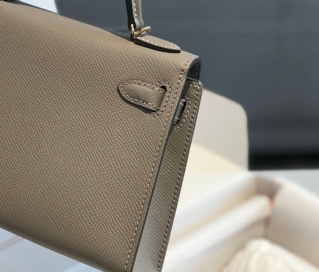 Hermes Kelly Mini II Bag 19 Gold Hardware with Epsom dark Gray
