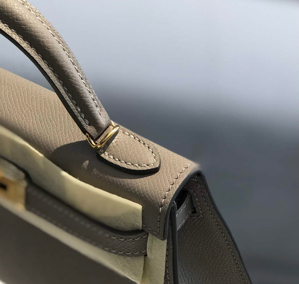 Hermes Kelly Mini II Bag 19 Gold Hardware with Epsom dark Gray