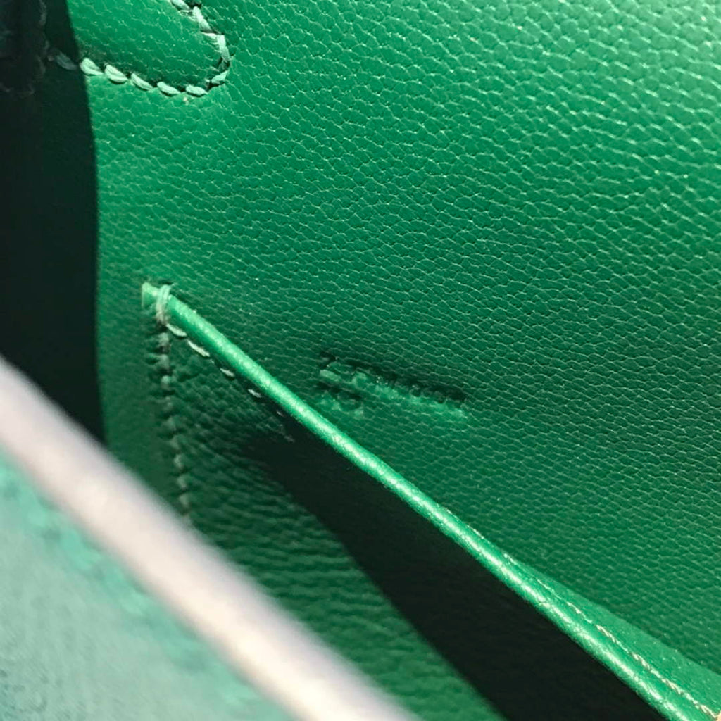 Hermes Kelly Mini II Bag 19 Gold Hardware with Epsom Green