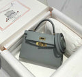 Hermes Kelly Mini II Bag 19 Gold Hardware with Epsom Light Gray