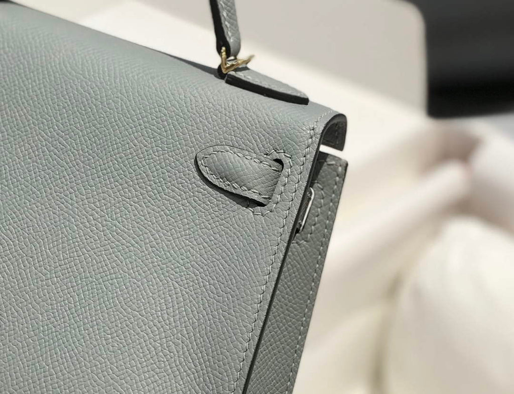 Hermes Kelly Mini II Bag 19 Gold Hardware with Epsom Light Gray