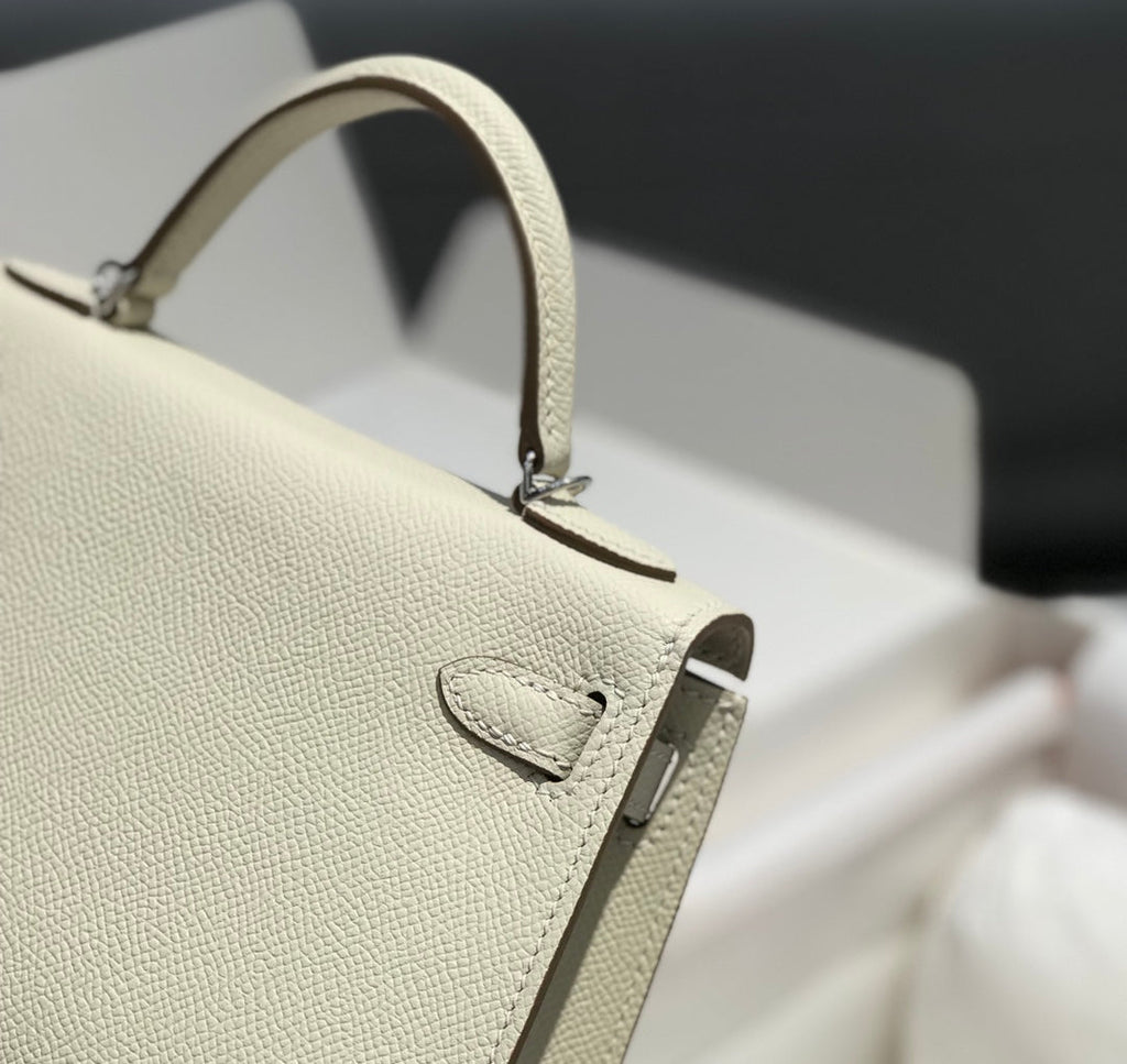 Hermes Kelly Mini II Bag 19 Silver Hardware with Epsom White