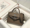 Hermes Kelly Mini II Bag 19 Silver Hardware with Epsom dark Gray