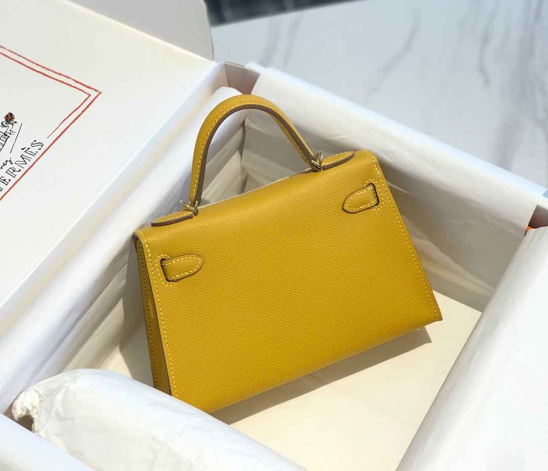 Hermes Kelly Mini II Bag 19 Gold Hardware with Epsom Yellow