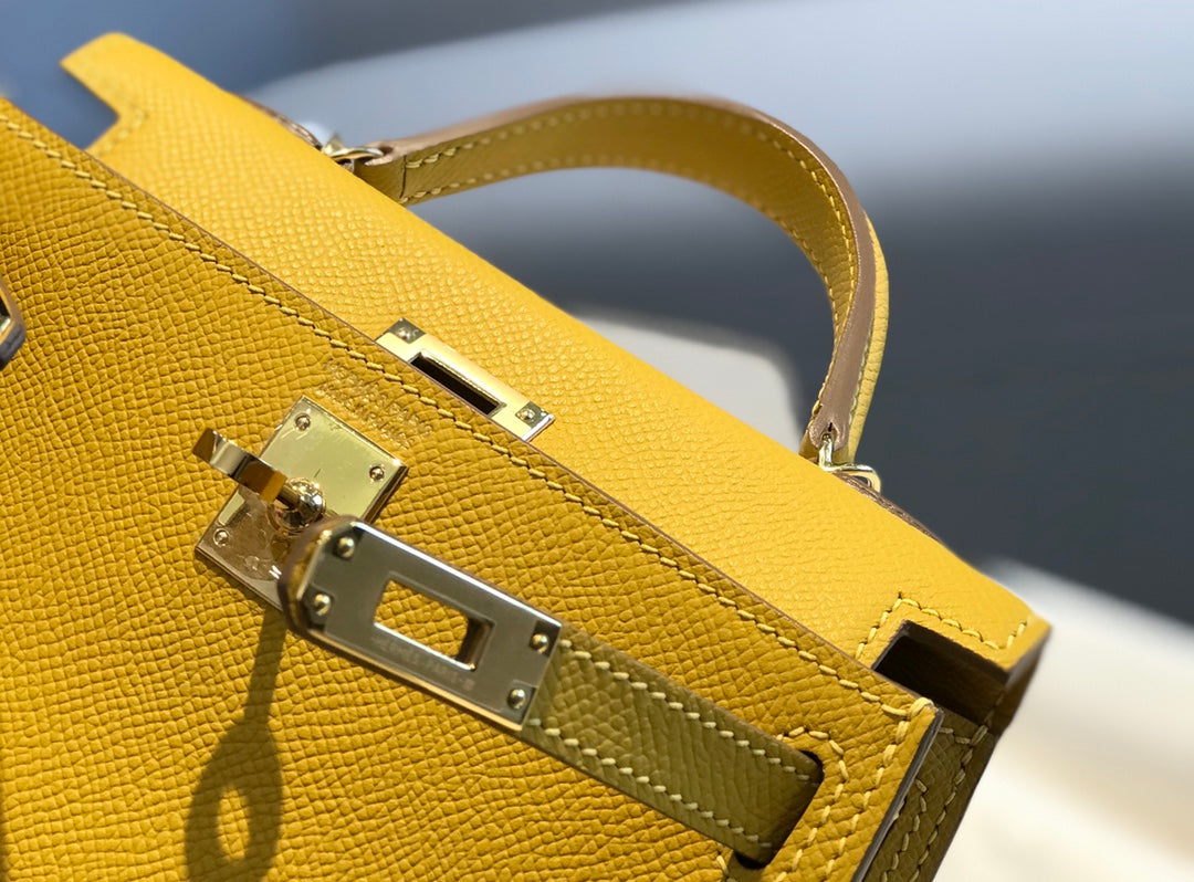Hermes Kelly Mini II Bag 19 Gold Hardware with Epsom Yellow