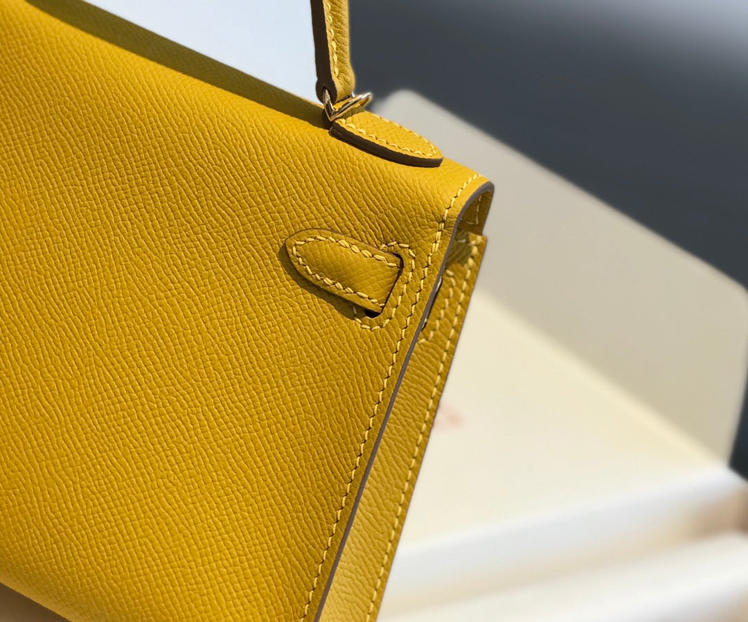 Hermes Kelly Mini II Bag 19 Gold Hardware with Epsom Yellow