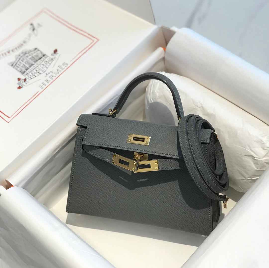 Hermes Kelly Mini II Bag 19 Gold Hardware with Epsom Dark Green