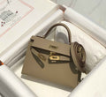 Hermes Kelly Mini II Bag 19 Gold Hardware with Epsom Clothing Gray