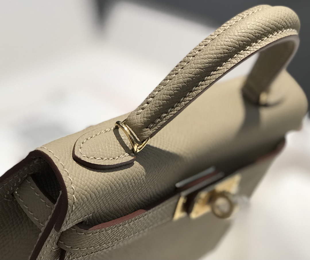 Hermes Kelly Mini II Bag 19 Gold Hardware with Epsom Clothing Gray