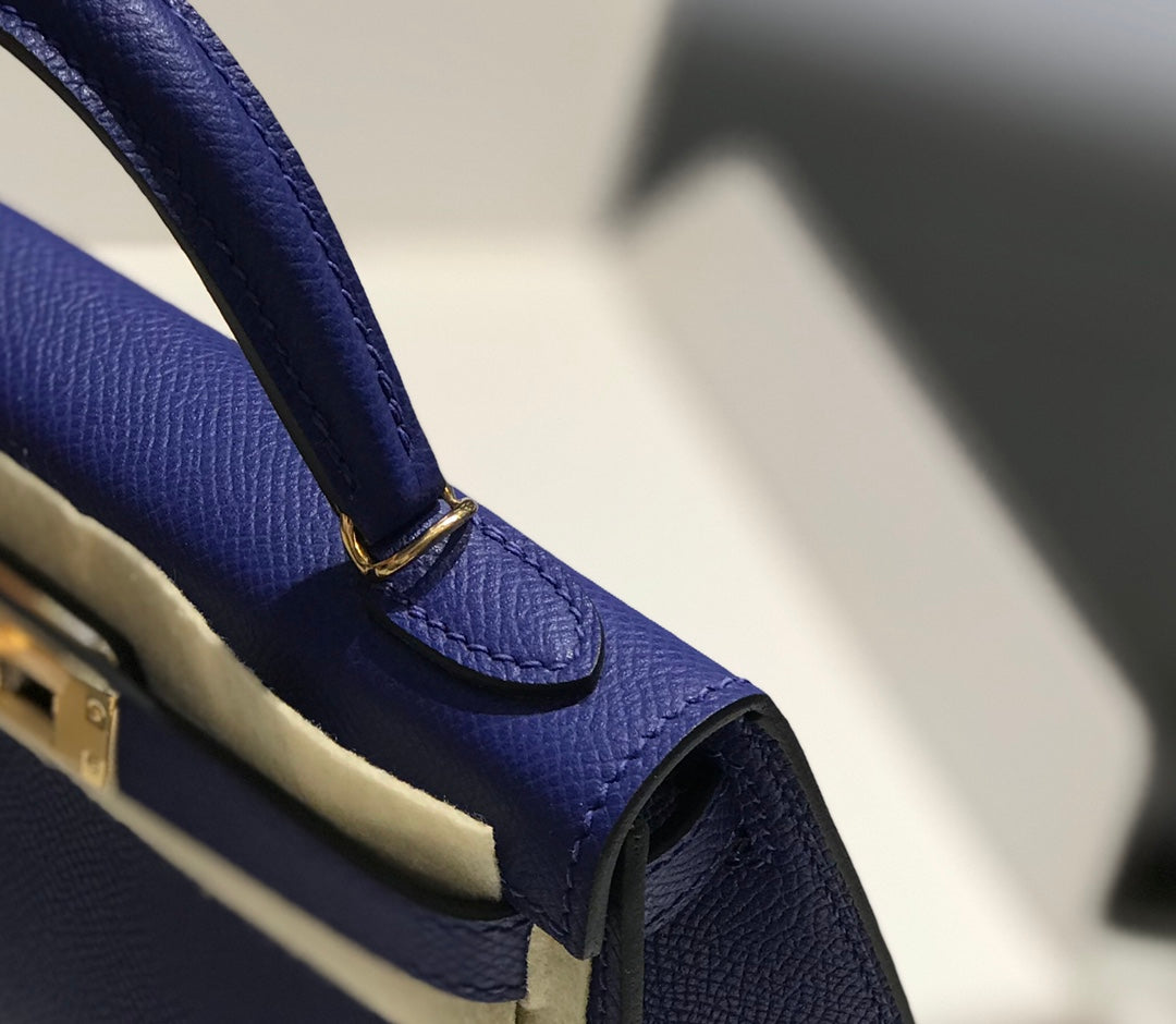 Hermes Kelly Mini II Bag 19 Gold Hardware with Epsom Dark Blue