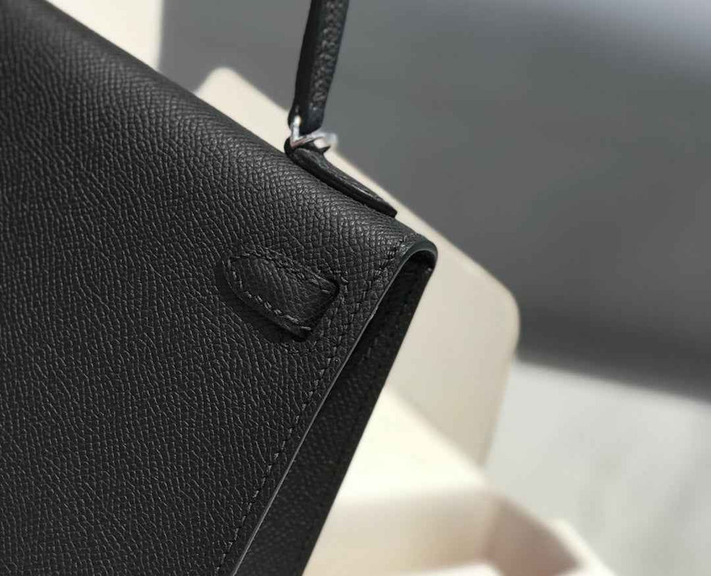 Hermes Kelly Mini II Bag 19 Silver Hardware with Epsom Black