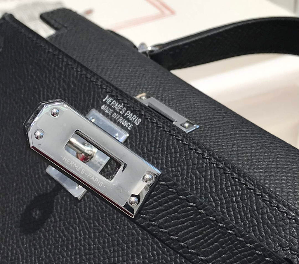 Hermes Kelly Mini II Bag 19 Silver Hardware with Epsom Black