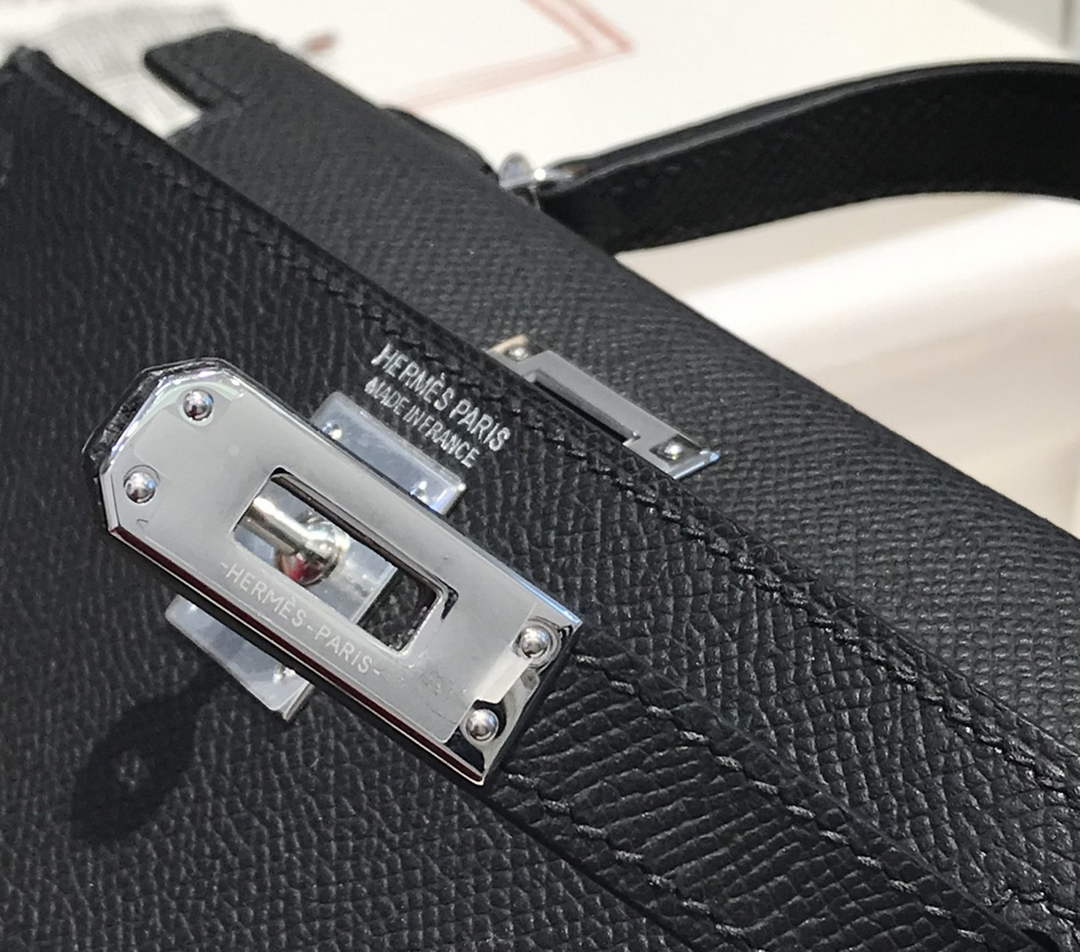 Hermes Kelly Mini II Bag 19 Silver Hardware with Epsom Black
