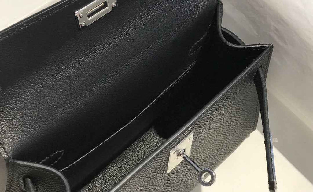 Hermes Kelly Mini II Bag 19 Silver Hardware with Epsom Black