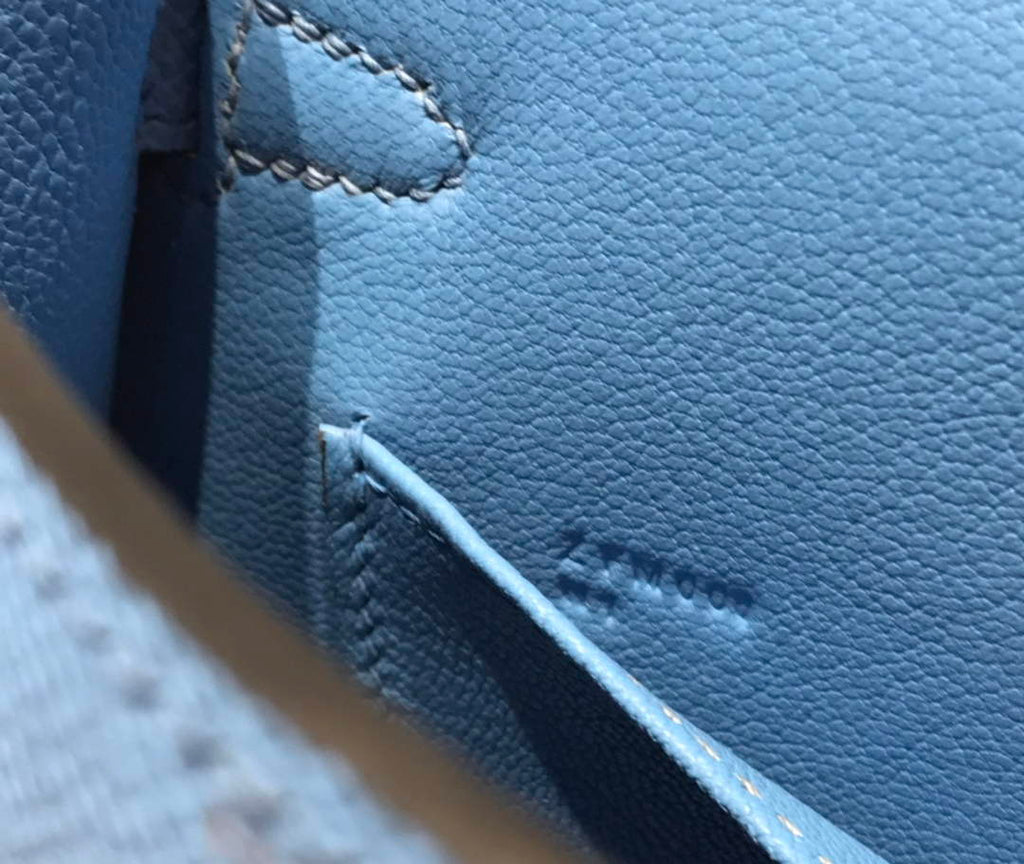 Hermes Kelly Mini II Bag 19 Gold Hardware with Epsom Blue