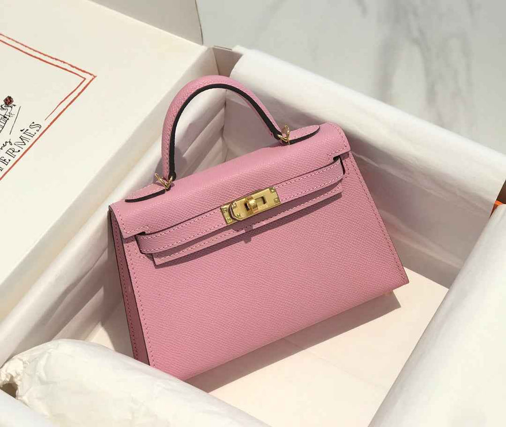 Hermes Kelly Mini II Bag 19 Gold Hardware with Epsom light Pink