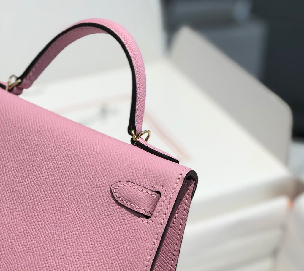 Hermes Kelly Mini II Bag 19 Gold Hardware with Epsom light Pink