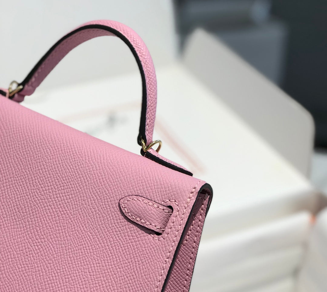 Hermes Kelly Mini II Bag 19 Gold Hardware with Epsom light Pink