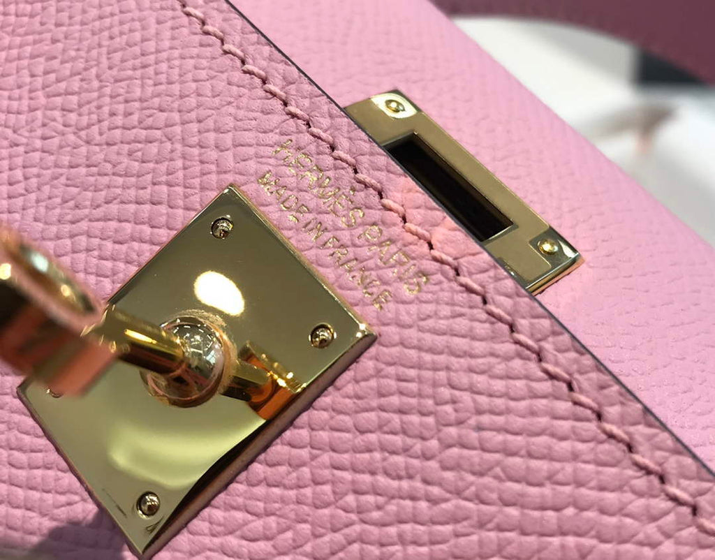 Hermes Kelly Mini II Bag 19 Gold Hardware with Epsom light Pink