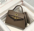 Hermes Kelly Mini II Bag 19 Gold Hardware with Epsom Dark Gray