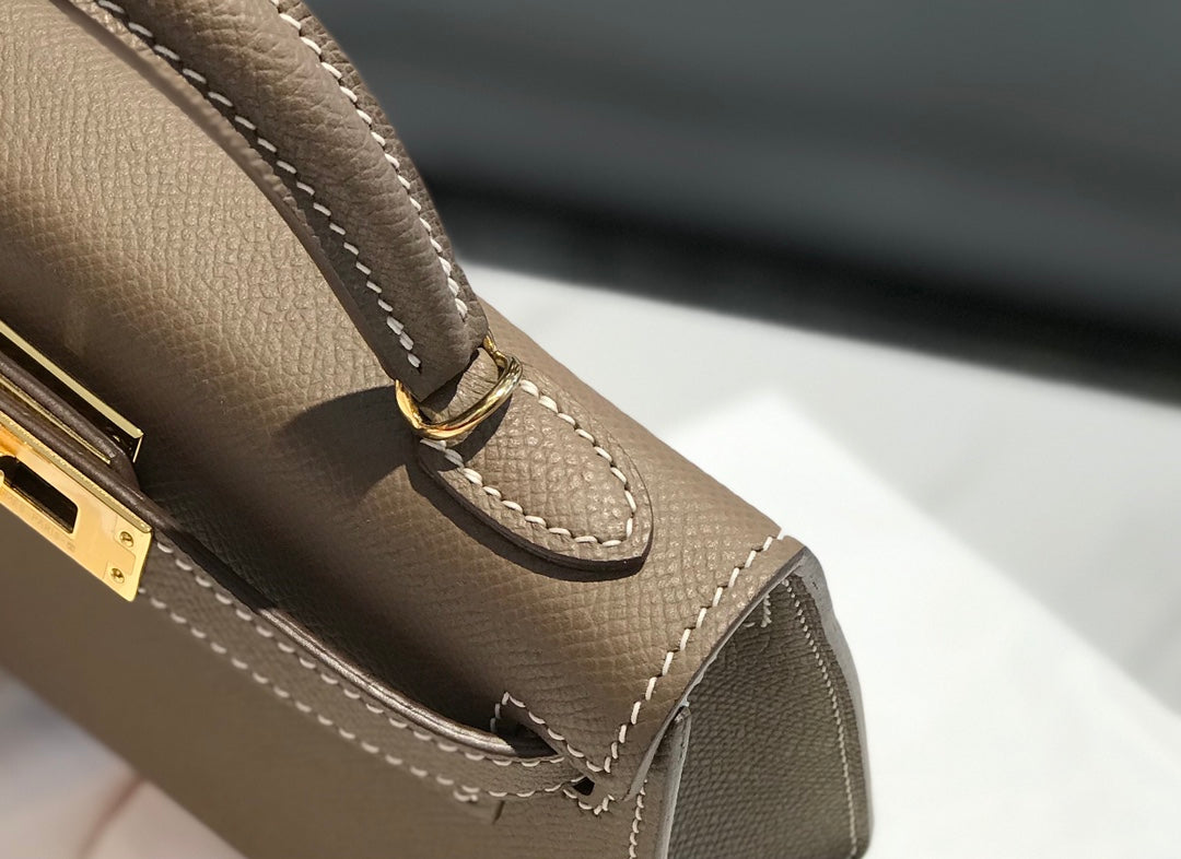 Hermes Kelly Mini II Bag 19 Gold Hardware with Epsom Dark Gray