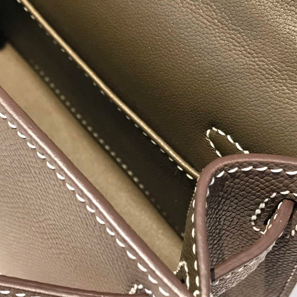 Hermes Kelly Mini II Bag 19 Gold Hardware with Epsom Dark Gray