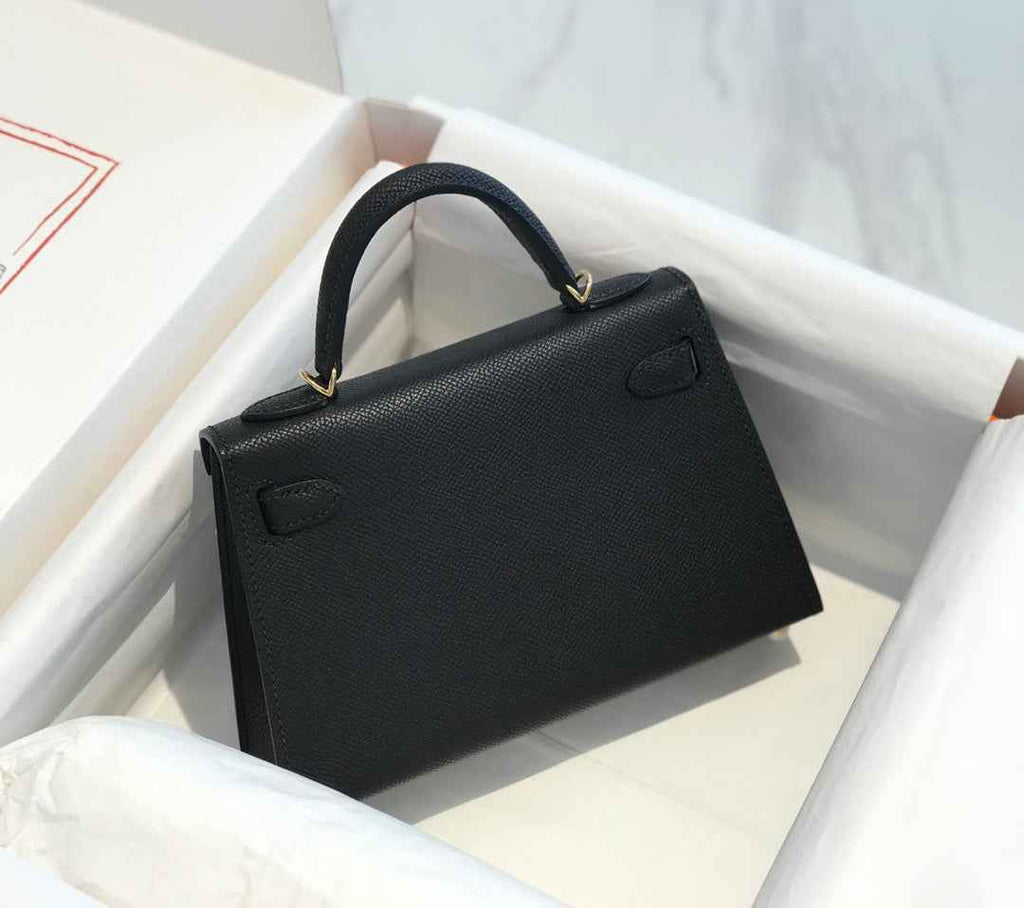 Hermes Kelly Mini II Bag 19 Gold Hardware with Epsom Black