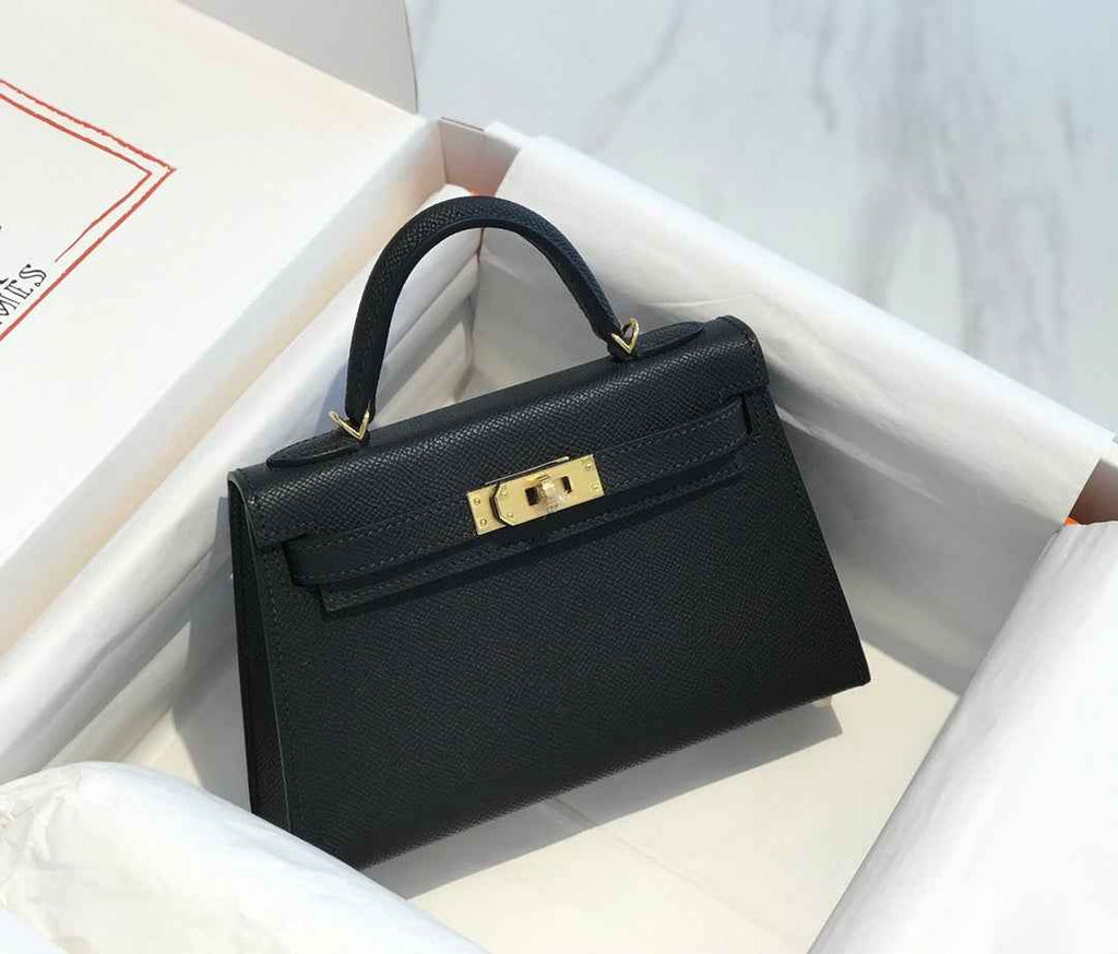 Hermes Kelly Mini II Bag 19 Gold Hardware with Epsom Black