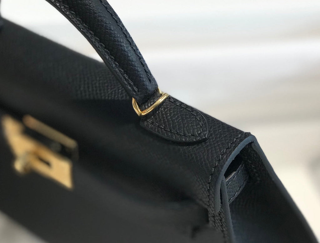 Hermes Kelly Mini II Bag 19 Gold Hardware with Epsom Black