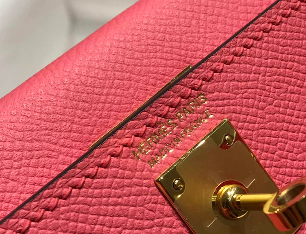 Hermes Kelly Mini II Bag 19 Gold Hardware with Epsom Pink