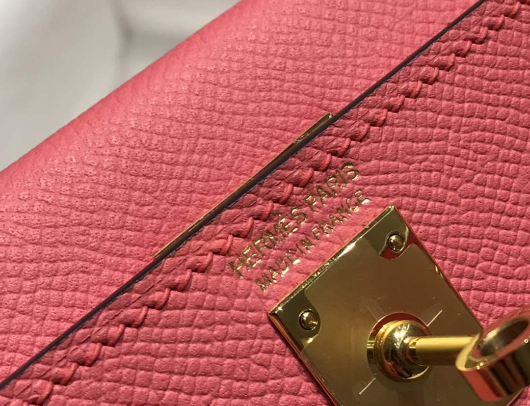 Hermes Kelly Mini II Bag 19 Gold Hardware with Epsom Pink