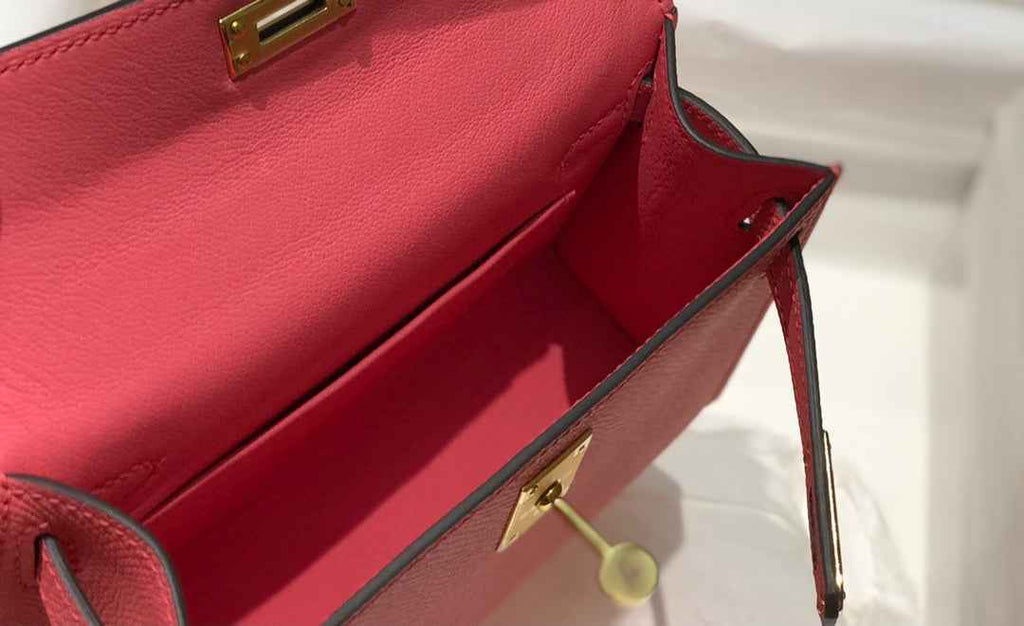 Hermes Kelly Mini II Bag 19 Gold Hardware with Epsom Pink