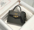 Hermes Kelly Mini II Bag 19 Gold Hardware with Epsom Dark Gray Leather