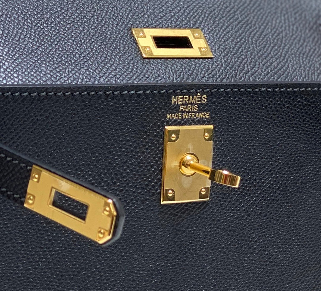 Hermes Kelly Mini II Bag 20 Black Epsom with Gold Hardware