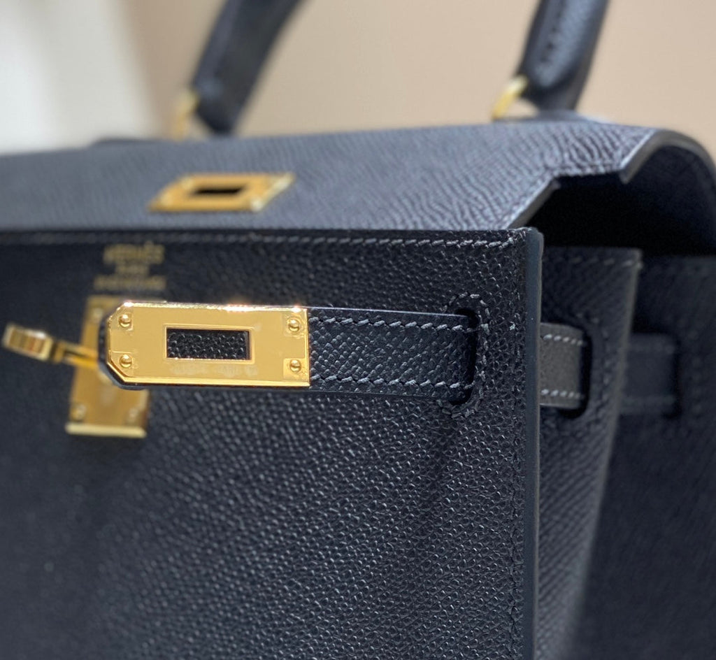 Hermes Kelly Mini II Bag 20 Black Epsom with Gold Hardware