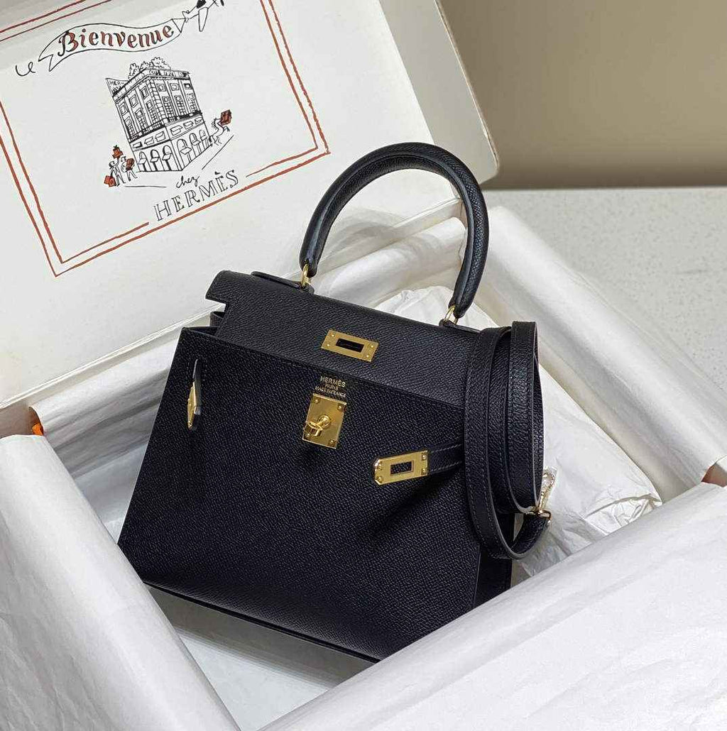 Hermes Kelly Mini II Bag 20 Black Epsom with Gold Hardware