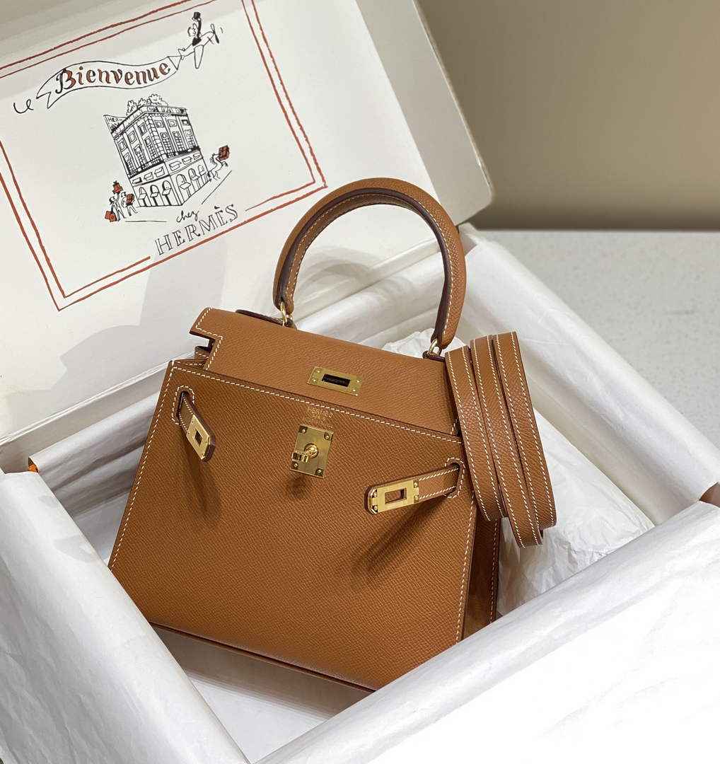 Hermes Kelly Mini II Bag 20 Camel Epsom with Gold Hardware