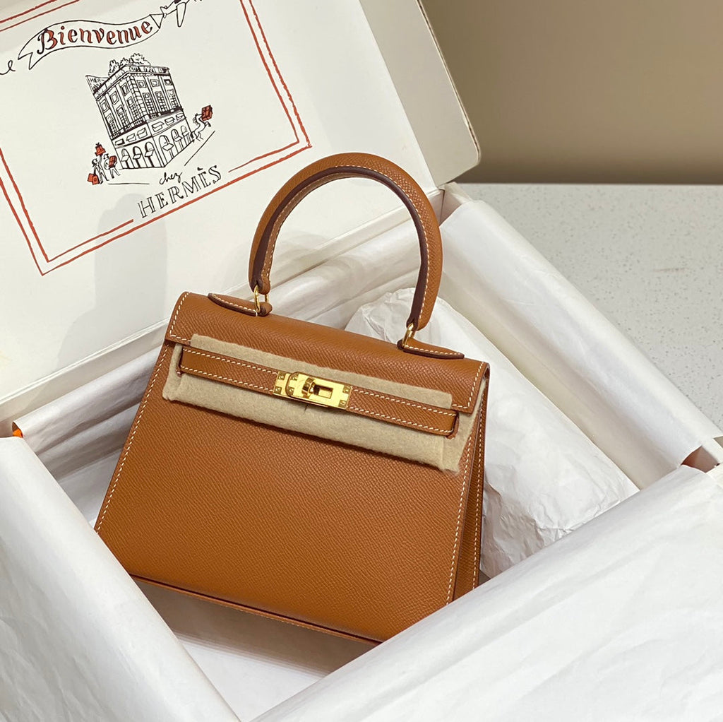 Hermes Kelly Mini II Bag 20 Camel Epsom with Gold Hardware