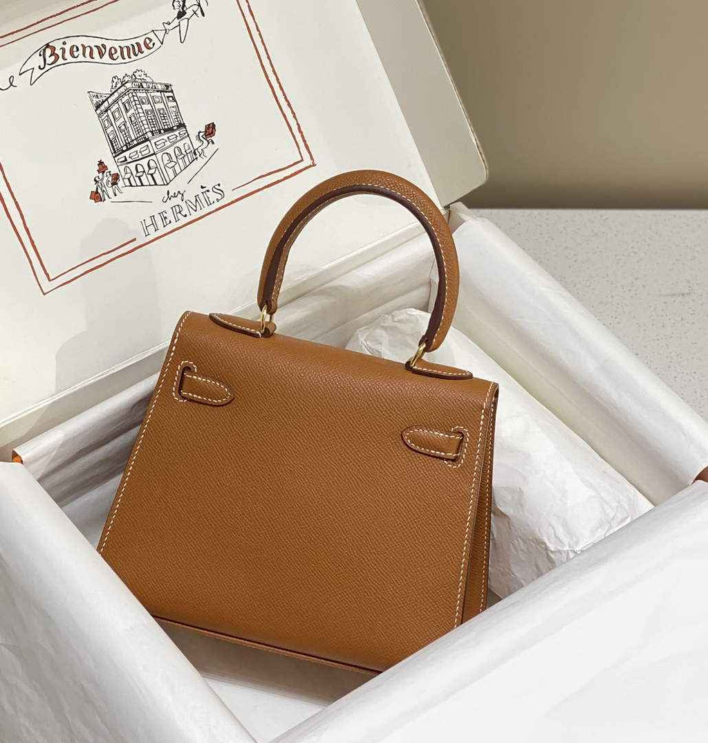 Hermes Kelly Mini II Bag 20 Camel Epsom with Gold Hardware