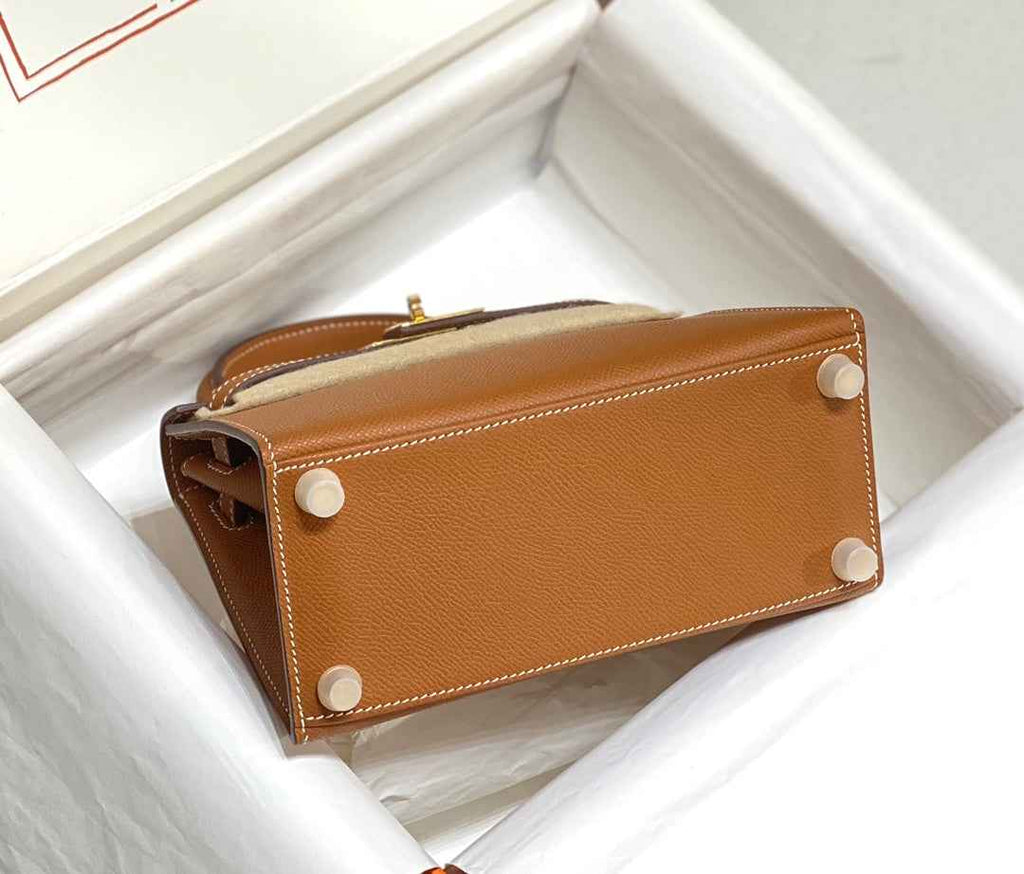 Hermes Kelly Mini II Bag 20 Camel Epsom with Gold Hardware