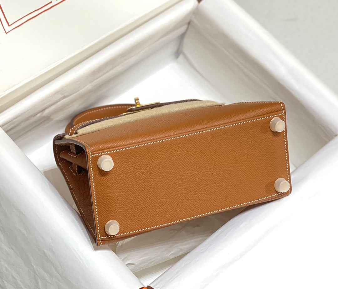 Hermes Kelly Mini II Bag 20 Camel Epsom with Gold Hardware