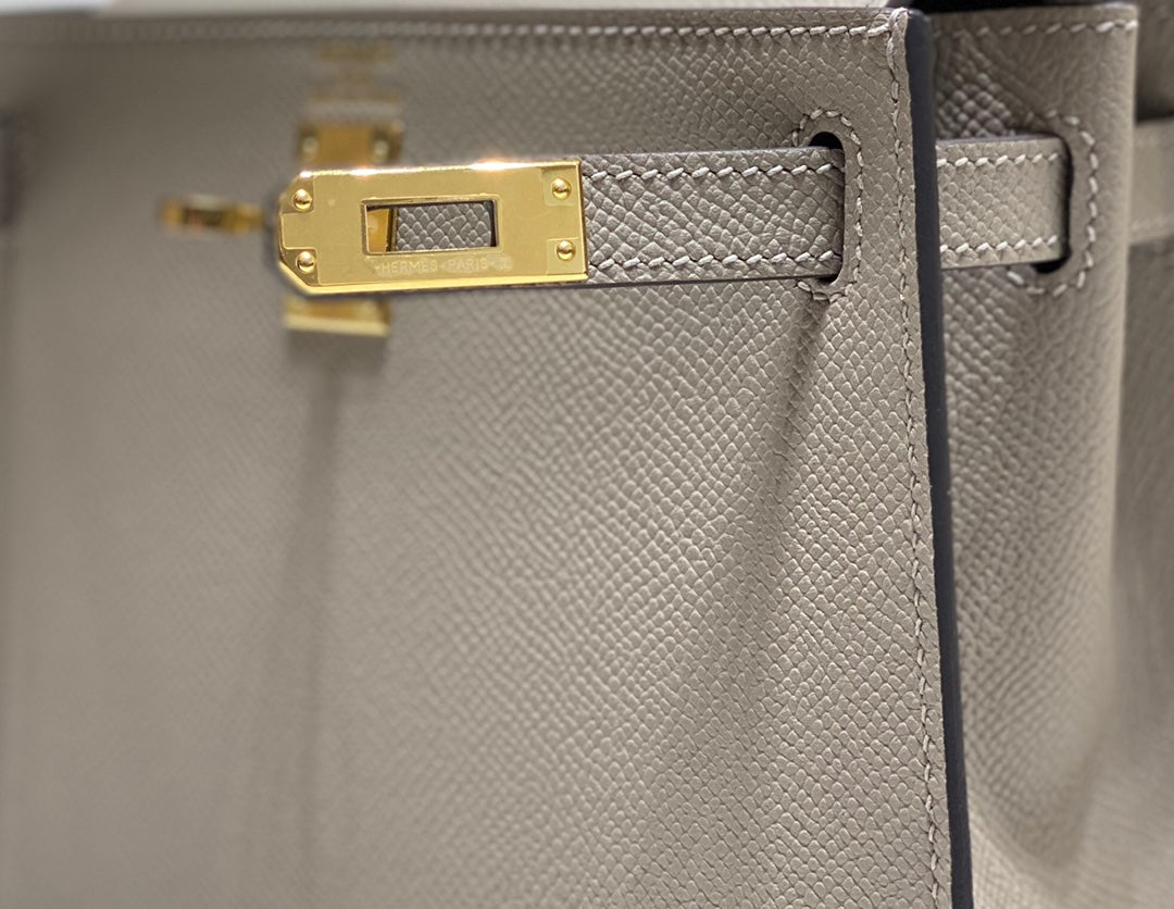 Hermes Kelly Mini II Bag 20 Gray Epsom leather with Gold Hardware