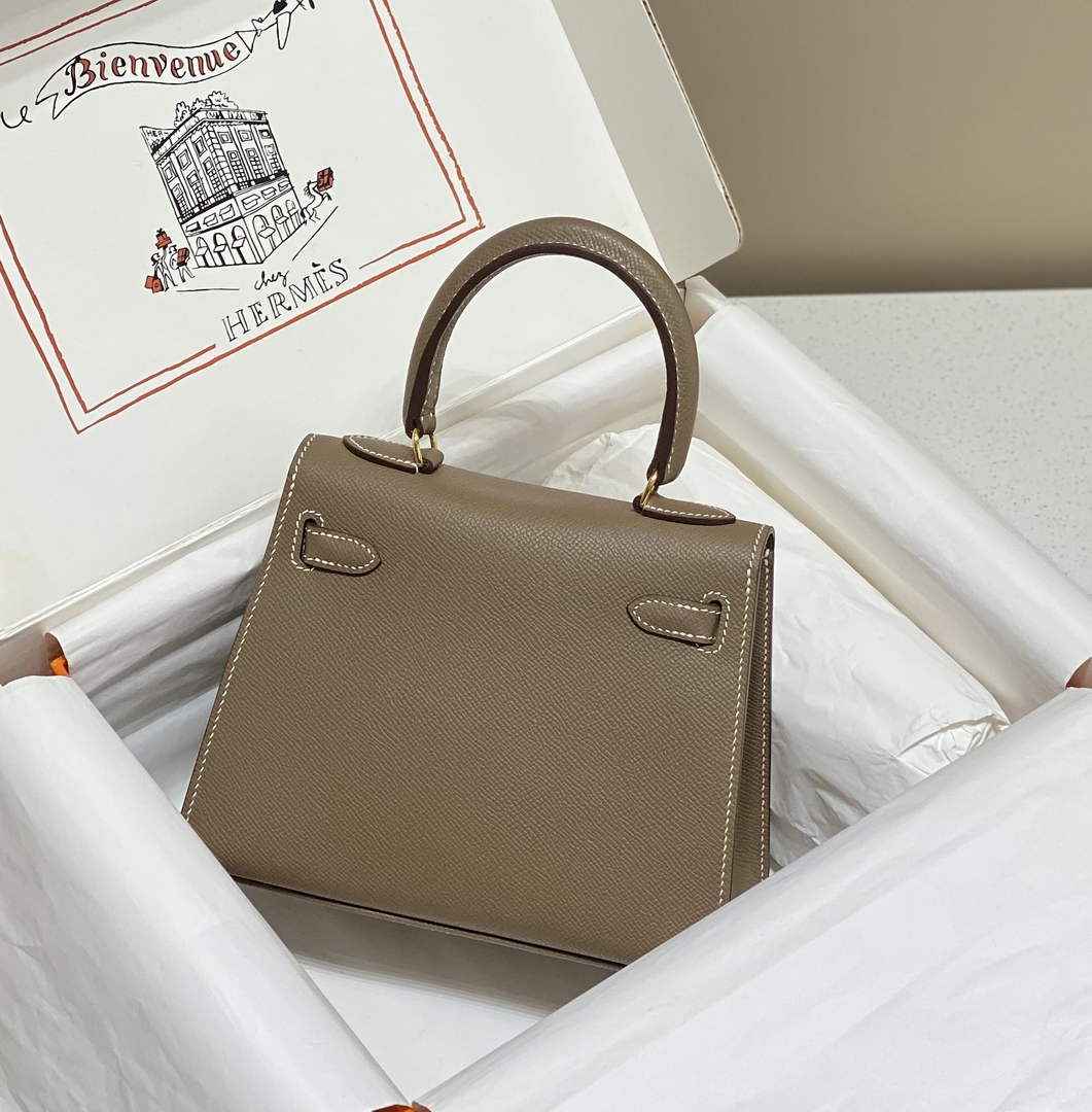 Hermes Kelly Mini II Bag 20 Gray Epsom with Gold Hardware