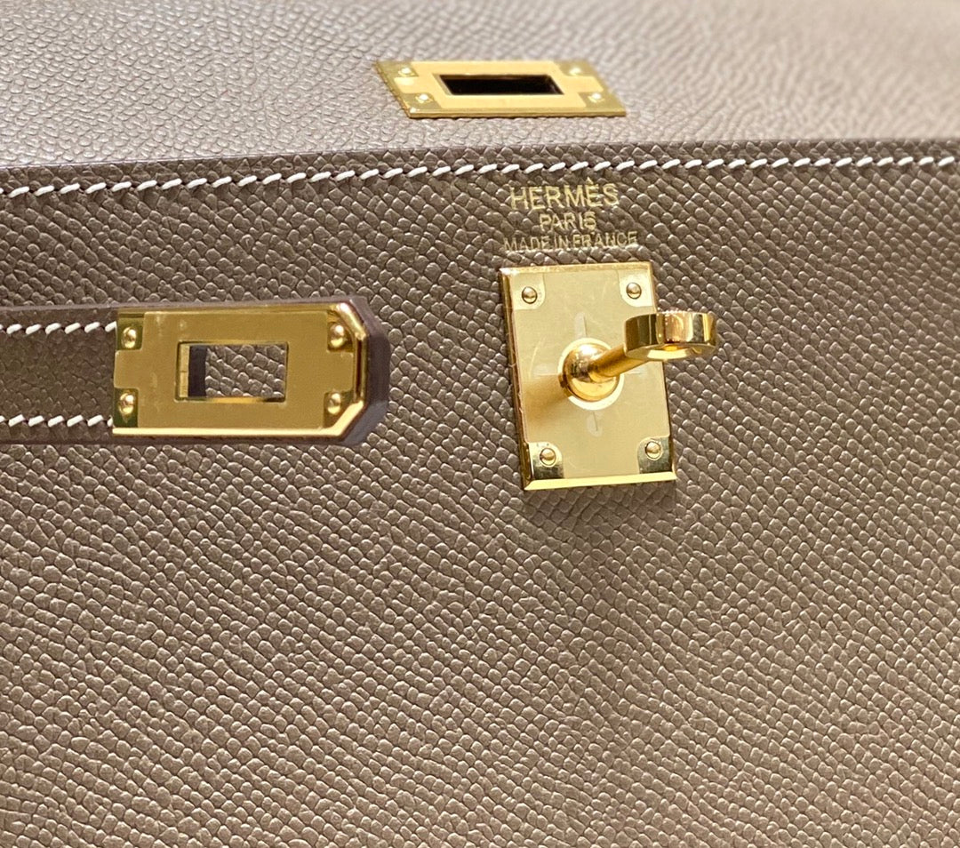 Hermes Kelly Mini II Bag 20 Gray Epsom with Gold Hardware